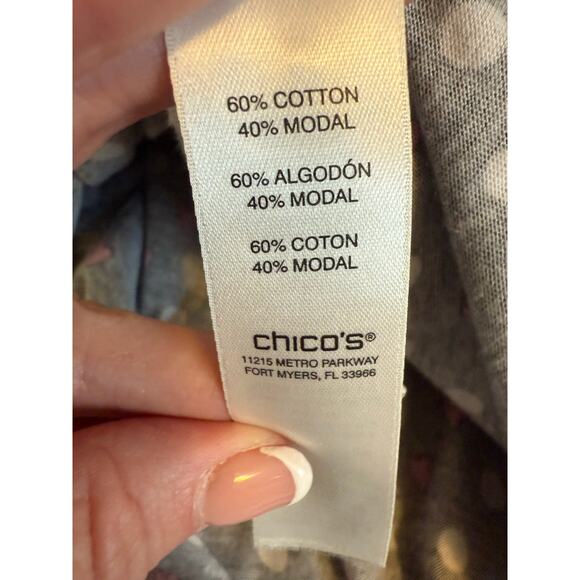 Chico's Women's XL Whimsigoth Heart Polka Dot Long Sleeve Cotton Modal Shirt - Picture 6 of 12